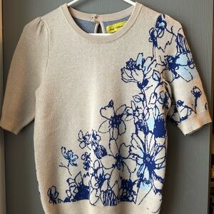 Maeve Beige and Blue Knit Sweater